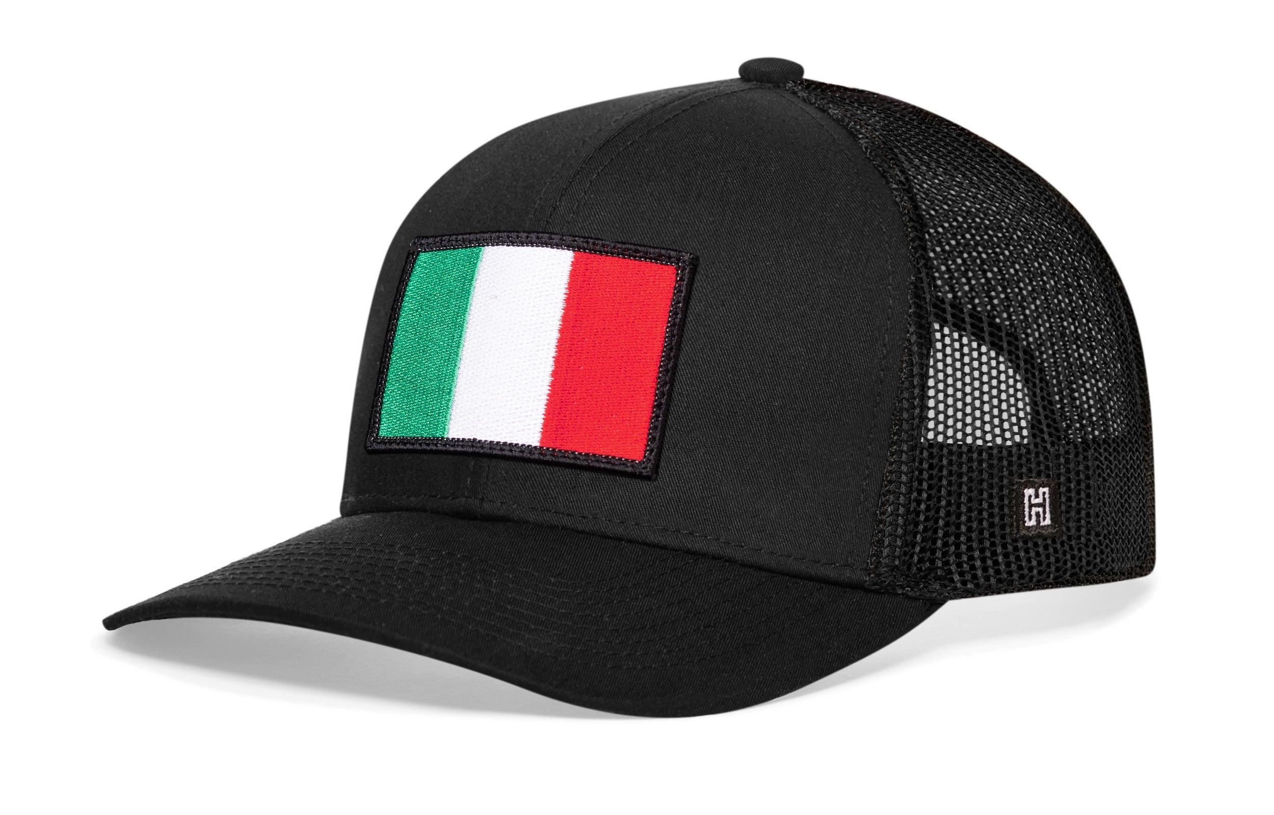 Italian Flag Trucker Hat  |  Black Italy Snapback Haka Hat