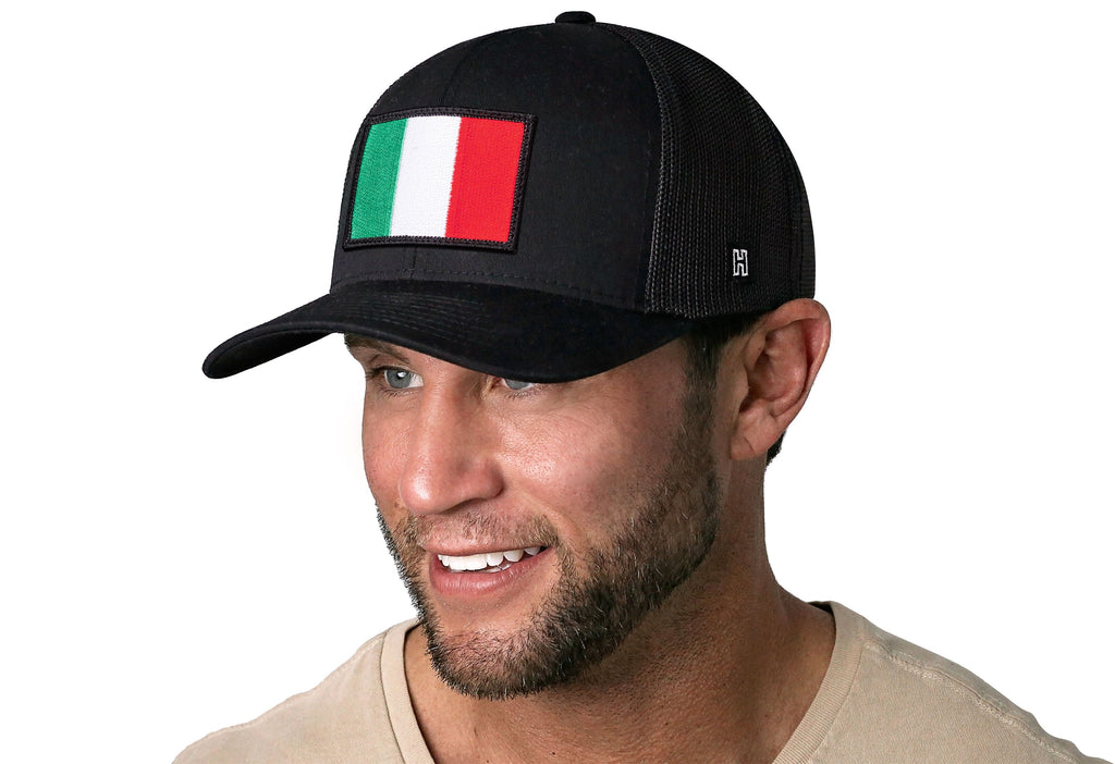 Italian Flag Trucker Hat  |  Black Italy Snapback Haka Hat