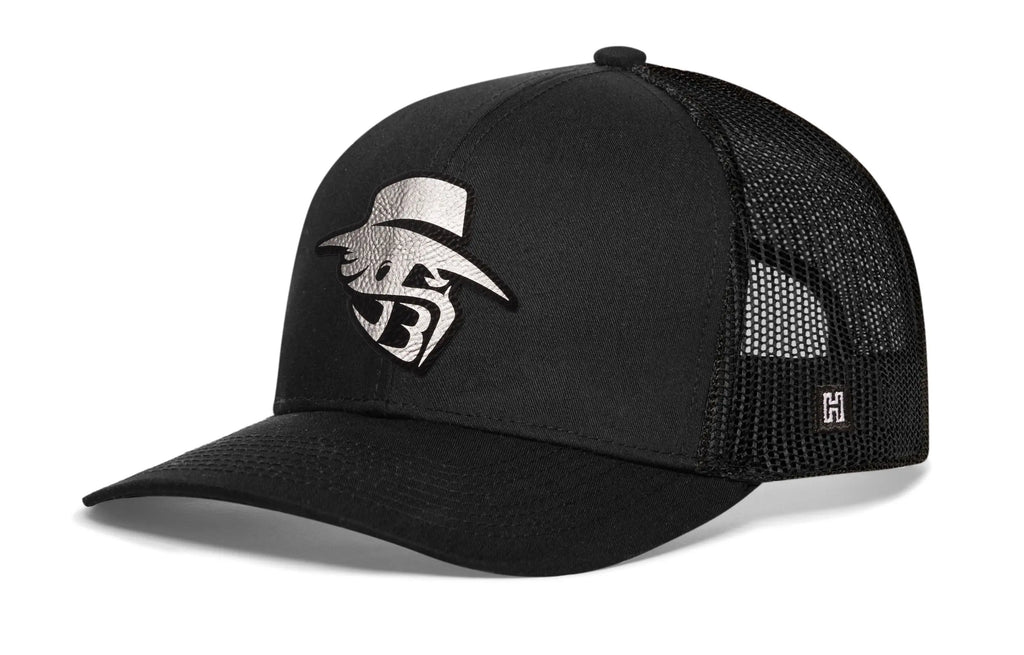 JBR Silver Logo  |  Black Metallic Leather Snapback Haka Hat