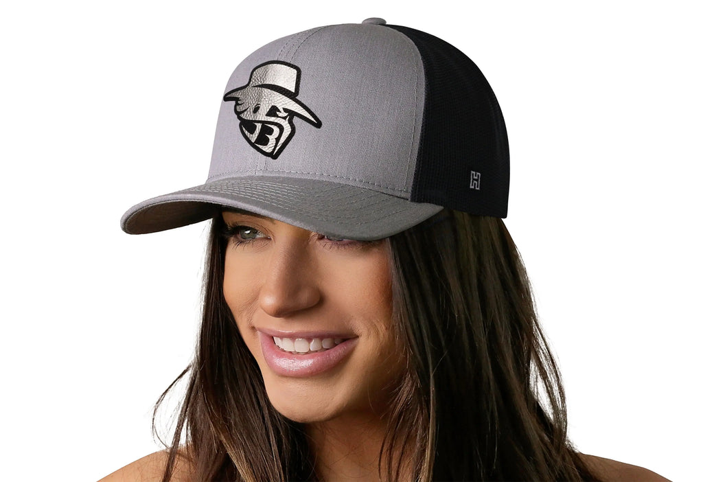 JBR Silver Logo  |  Gray Black Metallic Leather Snapback Haka Hat