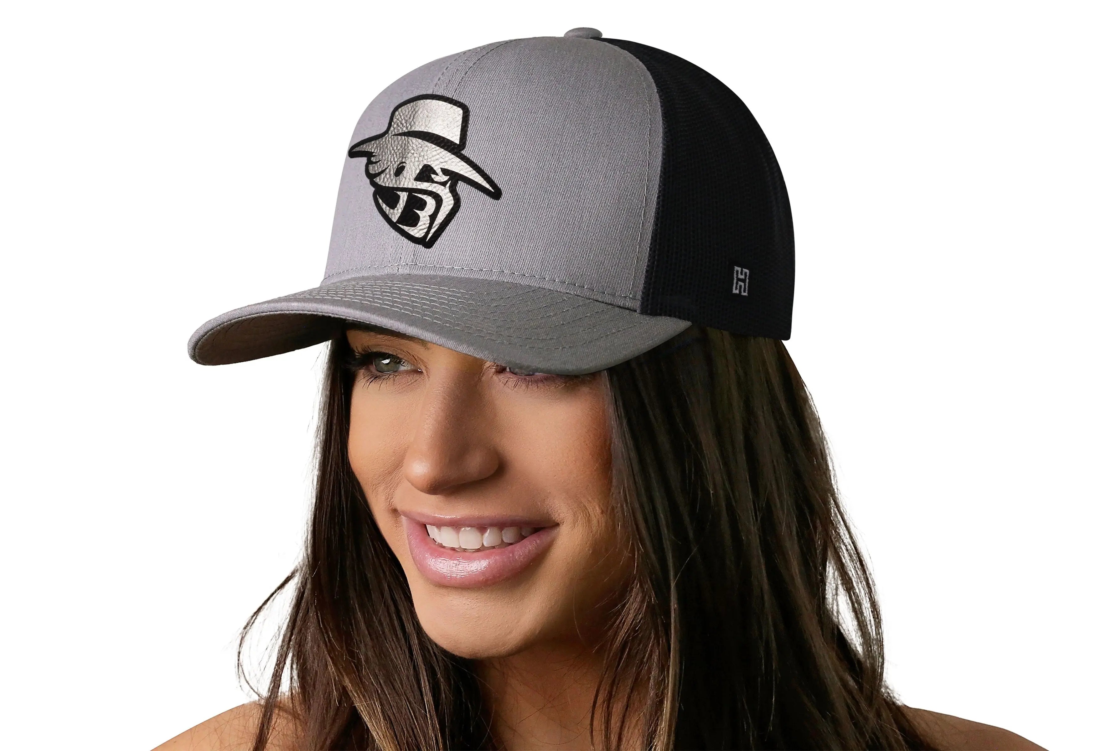 JBR Silver Logo  |  Gray Black Metallic Leather Snapback Haka Hat
