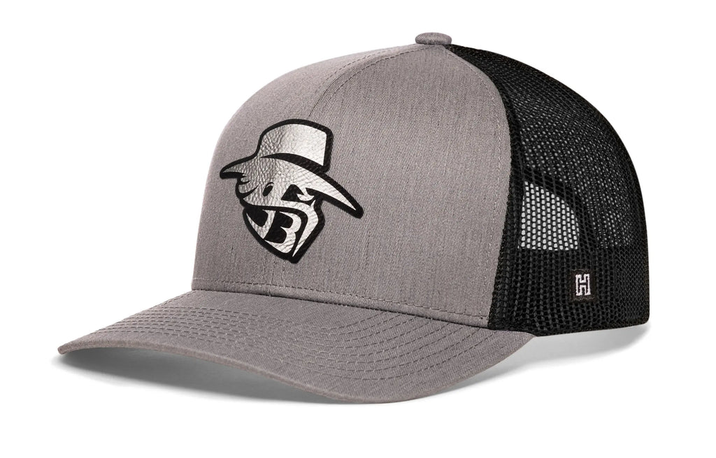 JBR Silver Logo  |  Gray Black Metallic Leather Snapback Haka Hat