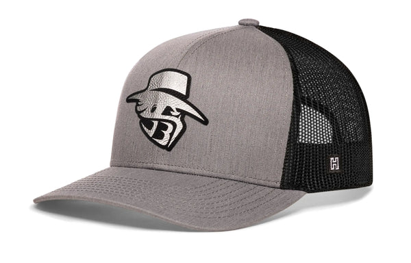 JBR Silver Logo  |  Gray Black Metallic Leather Snapback Haka Hat
