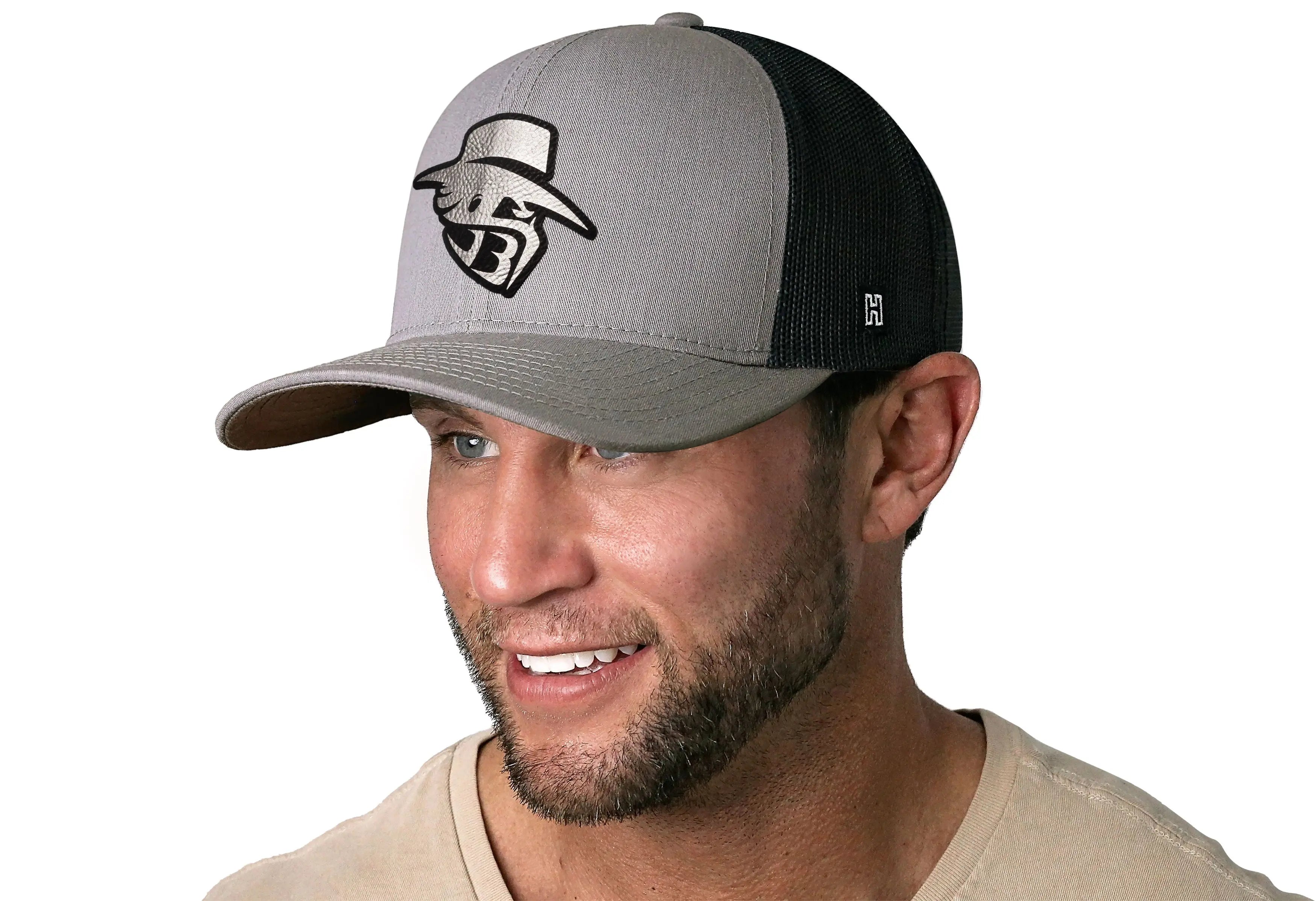 JBR Silver Logo  |  Gray Black Metallic Leather Snapback Haka Hat