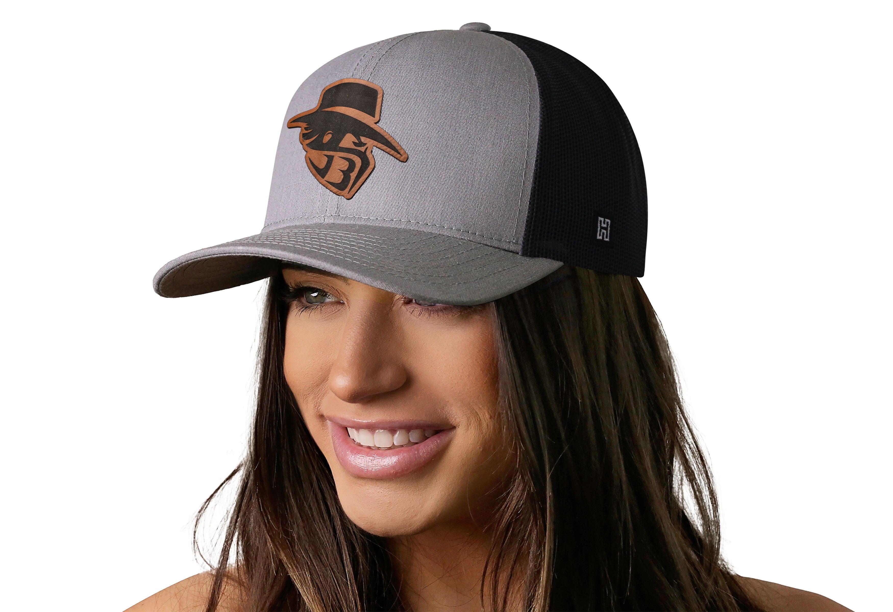 JBR Logo  |  Gray Black Poly Leather Snapback Haka Hat