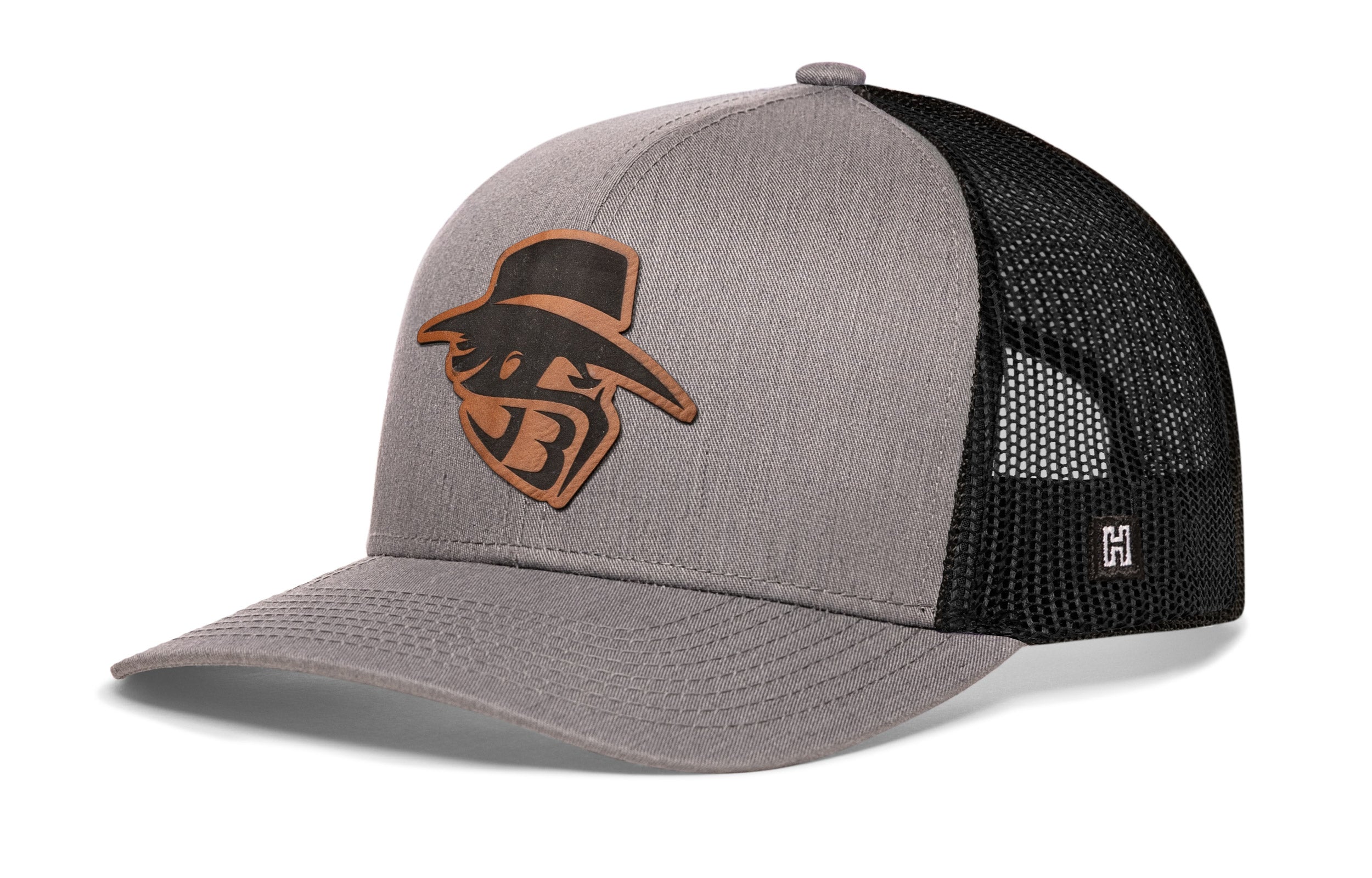 JBR Logo  |  Gray Black Poly Leather Snapback Haka Hat