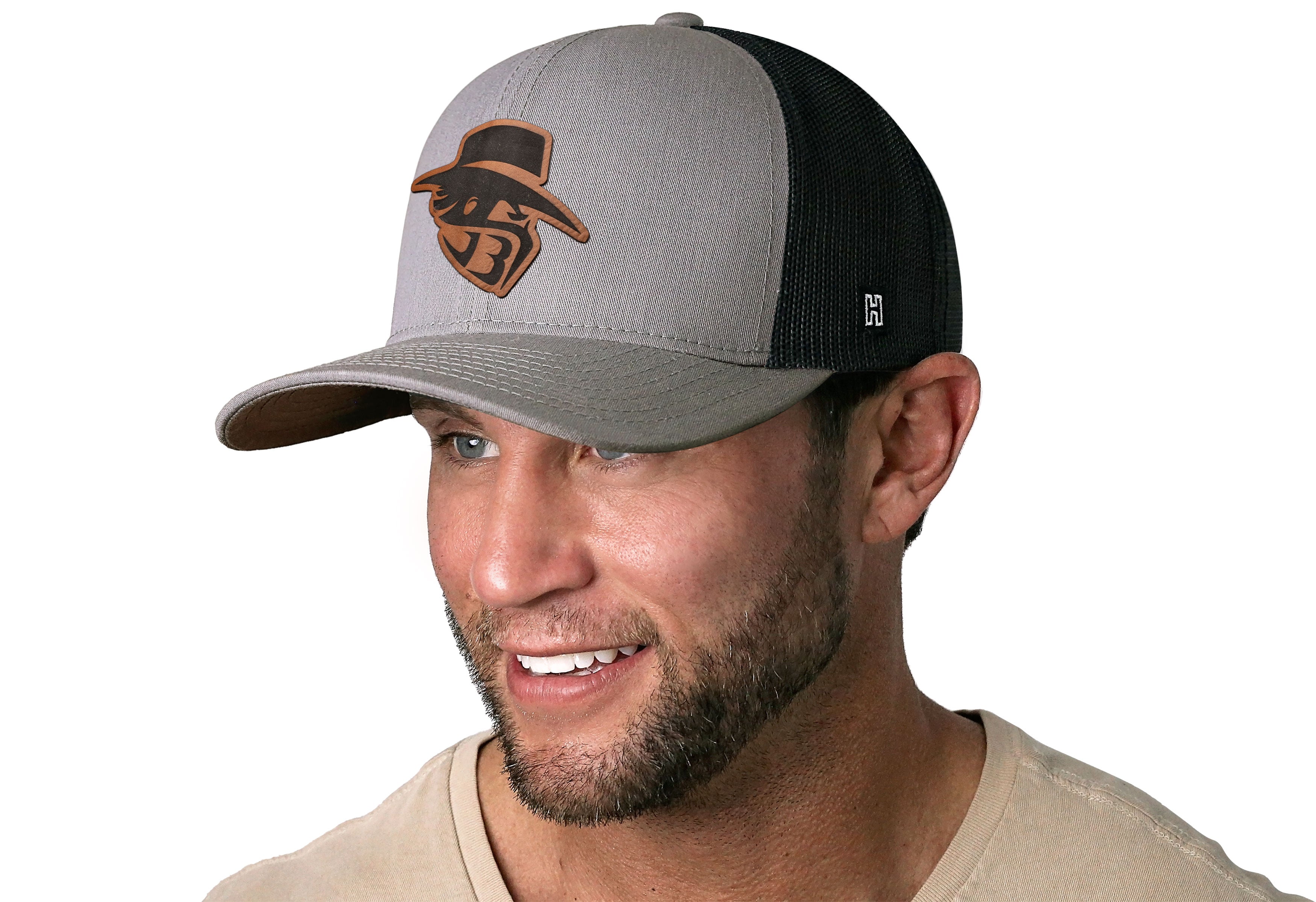 JBR Logo  |  Gray Black Poly Leather Snapback Haka Hat