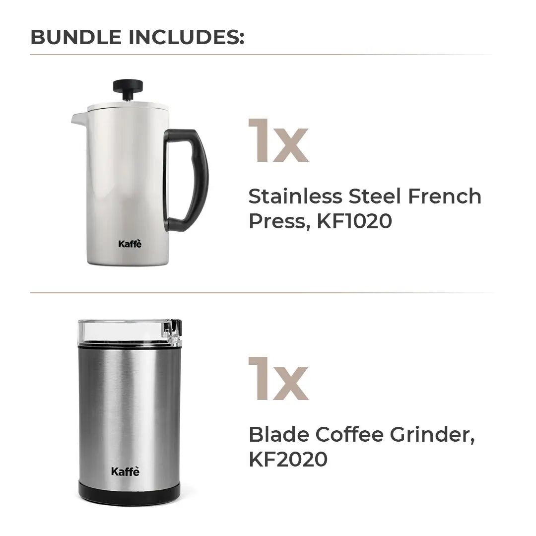 French Press Essentials Bundle, Stainless Steel Kaffe Products