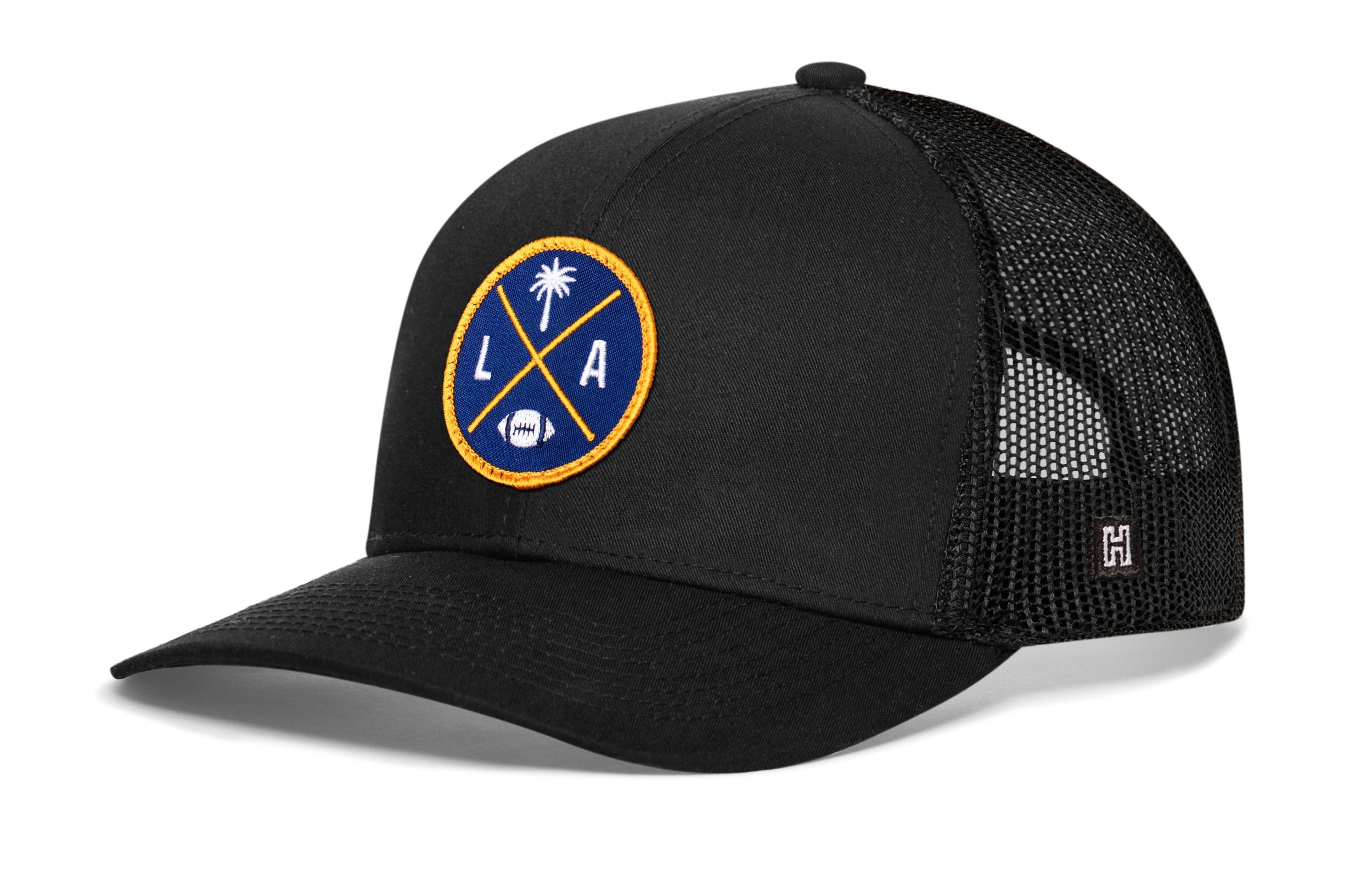 Los Angeles Trucker Hat — Black LA X Football Snapback Haka Hat