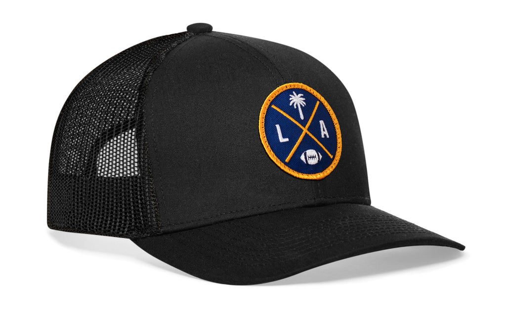 Los Angeles Trucker Hat — Black LA X Football Snapback Haka Hat