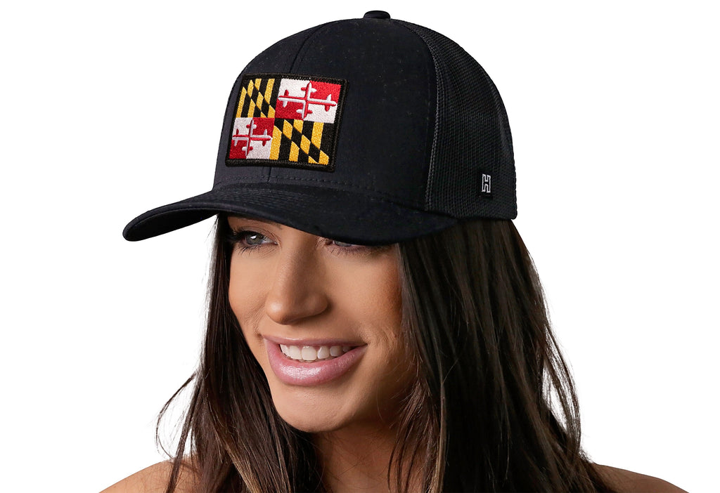 Maryland Flag Trucker Hat  |  Black MD Snapback Haka Hat