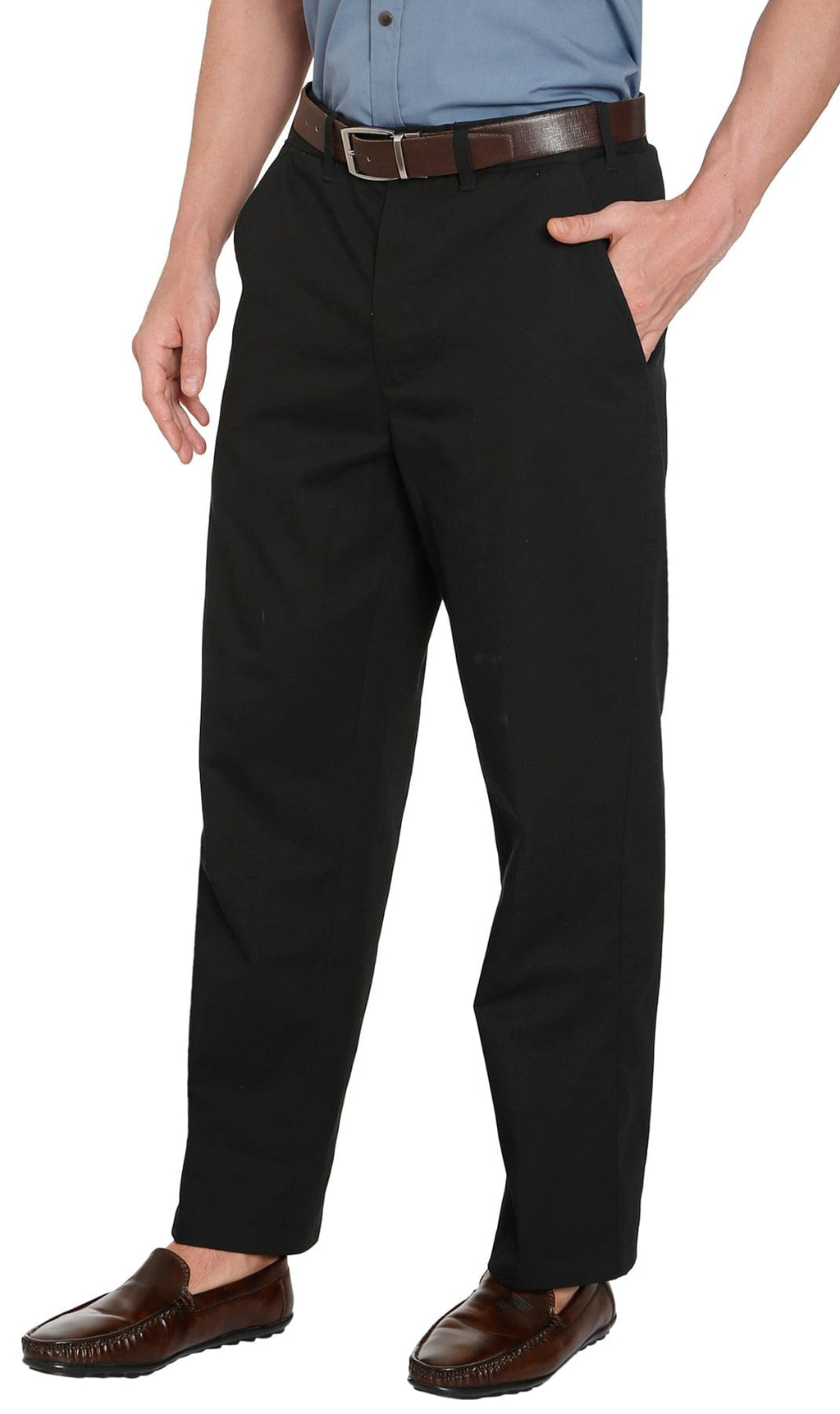 Men's Stretch Waist Chino Pants — Flat Front Hidden Elastic Waistband TURTLE BAY APPAREL