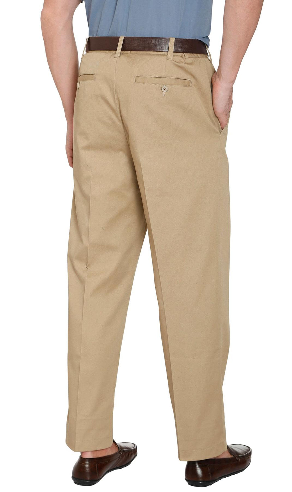 Men's Stretch Waist Chino Pants — Flat Front Hidden Elastic Waistband TURTLE BAY APPAREL