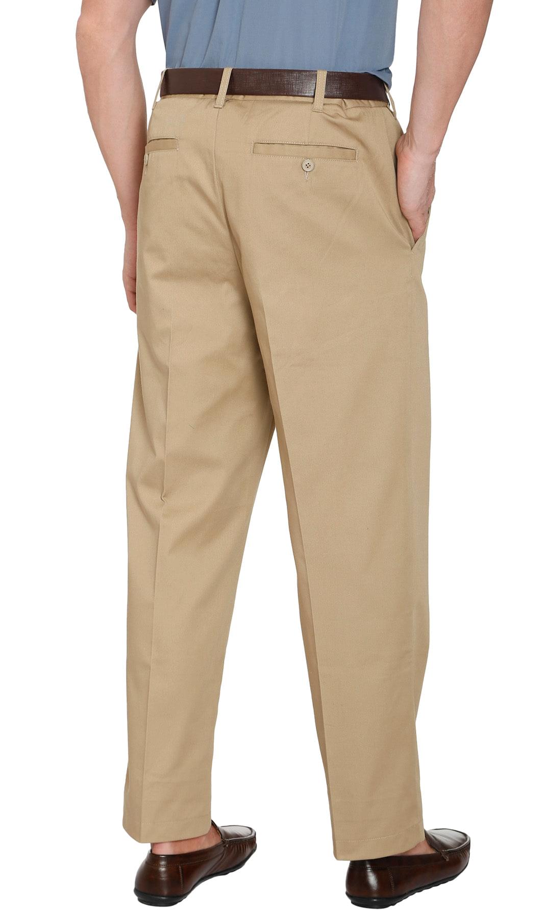 Men's Stretch Waist Chino Pants — Flat Front Hidden Elastic Waistband TURTLE BAY APPAREL