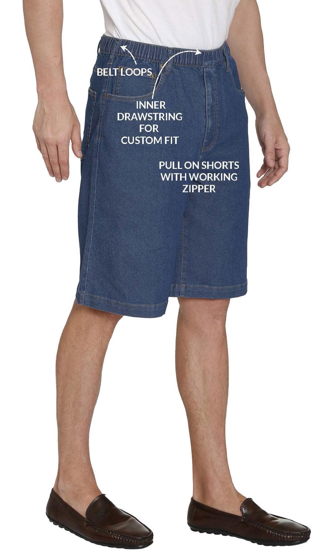 Turtle Bay Pull-On Stretch Denim Shorts — Elastic Waist TURTLE BAY APPAREL