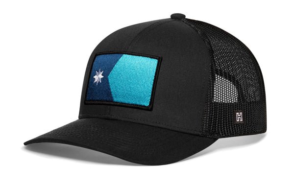 Minnesota Flag Trucker Hat  |  Black Minnesota Flag Snapback Haka Hat