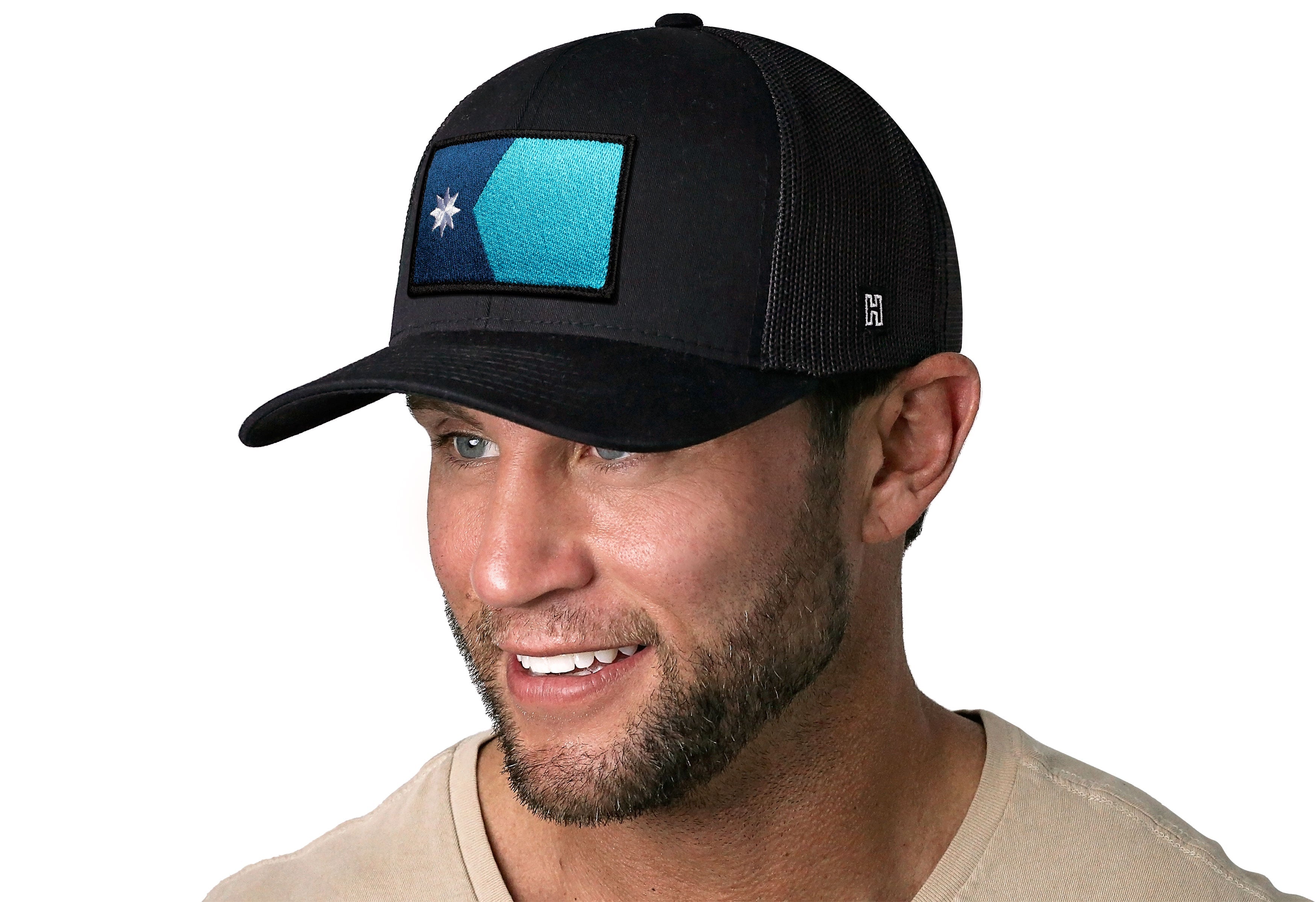 Minnesota Flag Trucker Hat  |  Black Minnesota Flag Snapback Haka Hat