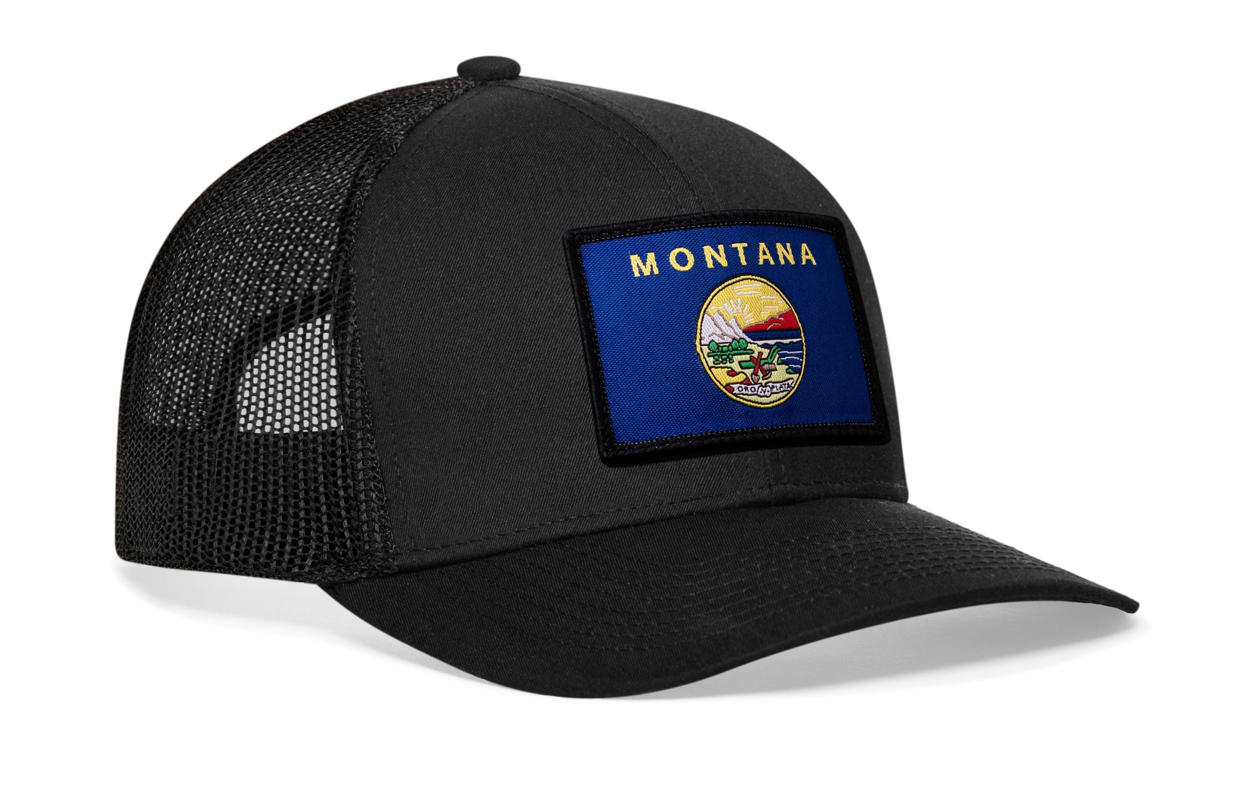 Montana Flag Trucker Hat  |  Black Montana Flag Snapback Haka Hat