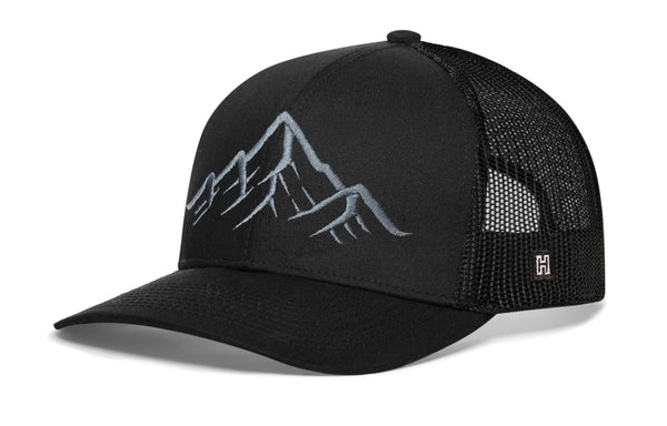 Mountain Range Trucker Hat  |  Black Outdoors Snapback Haka Hat