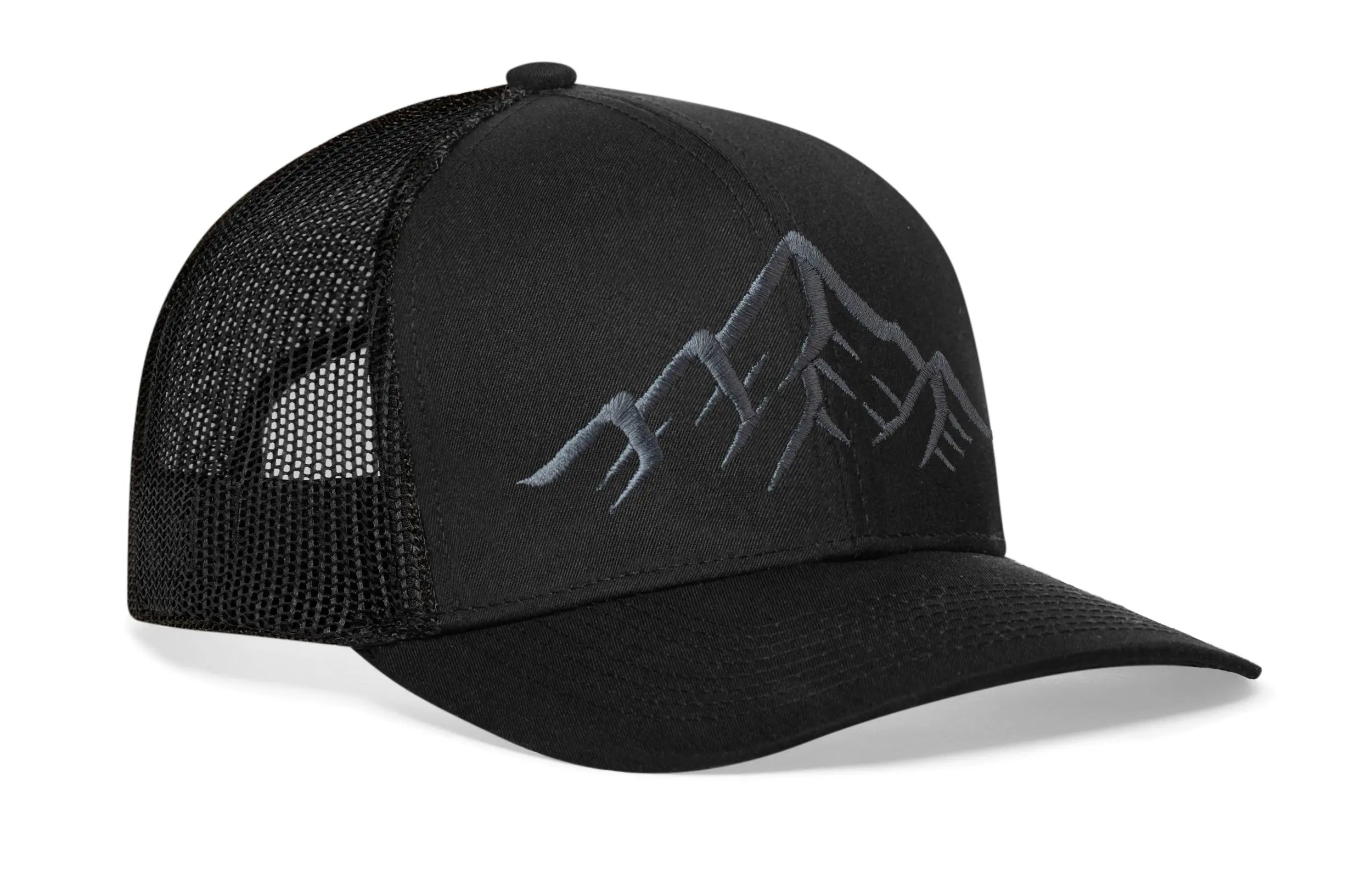 Mountain Range Trucker Hat  |  Black Outdoors Snapback Haka Hat