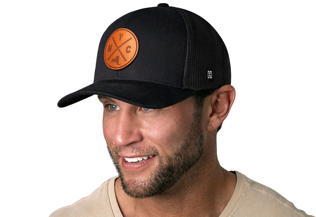 New York City Leather Trucker Hat — NYC X Black Snapback Haka Hat
