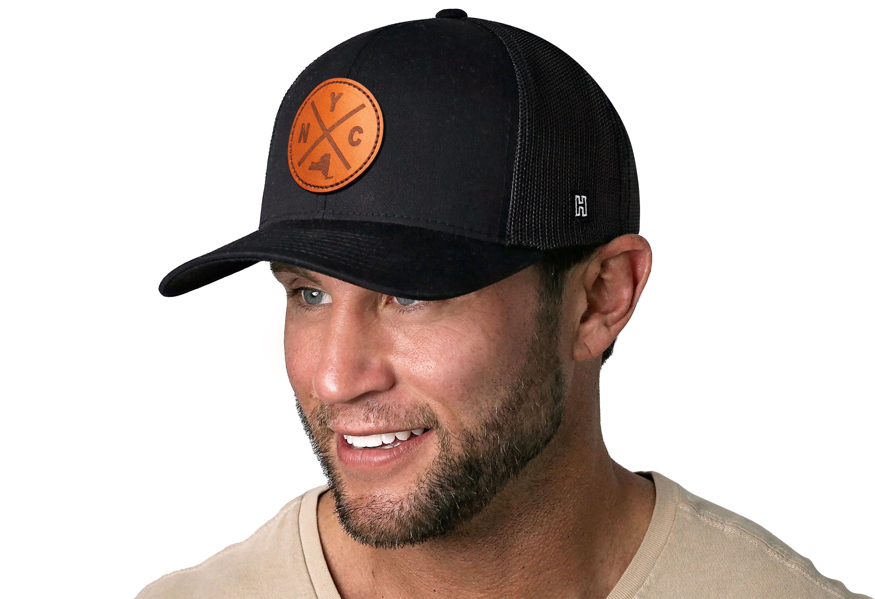 New York City Leather Trucker Hat — NYC X Black Snapback Haka Hat