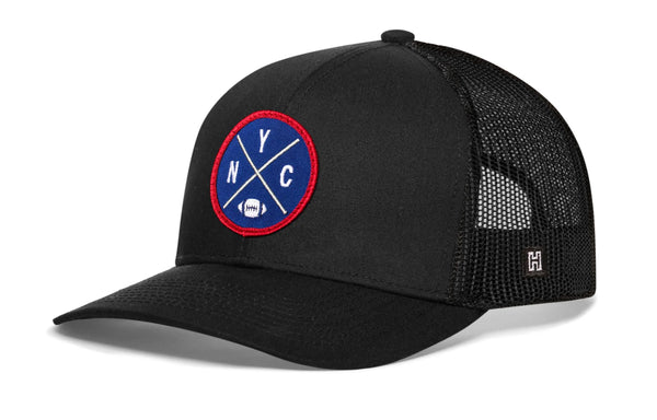 New York Trucker Hat  |  Black NYC X Football Snapback Haka Hat