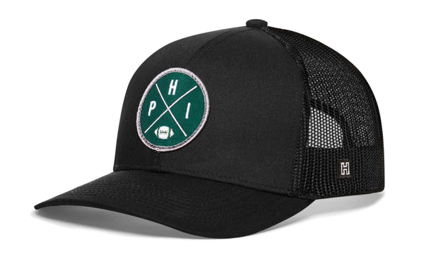 Philadelphia Trucker Hat  |  Black PHI X Football Snapback Haka Hat