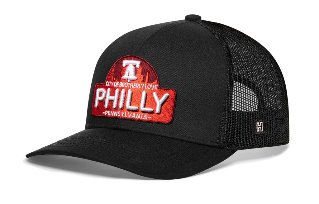 Philadelphia City of Brotherly Love Trucker Hat — Black Snapback Haka Hat