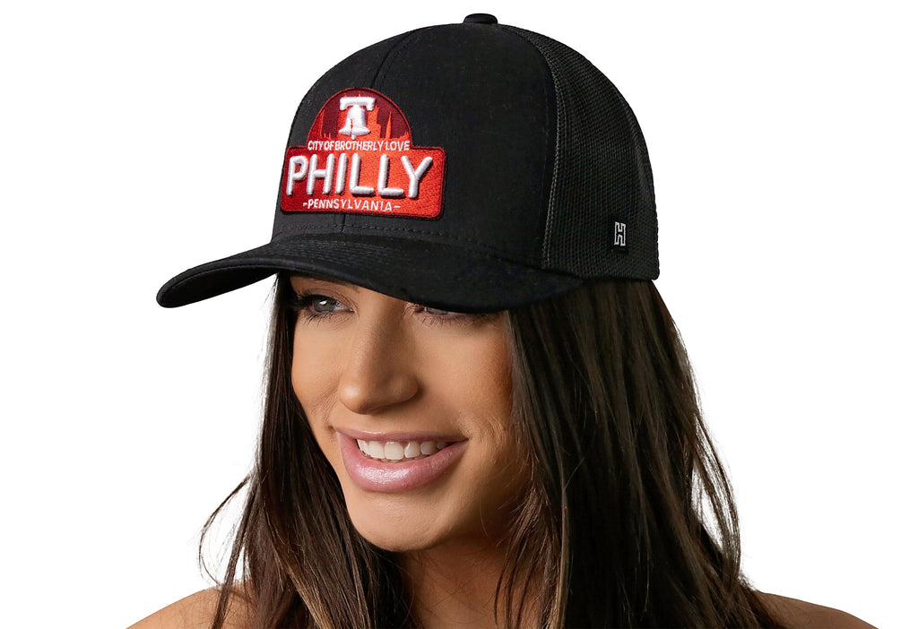 Philadelphia City of Brotherly Love Trucker Hat — Black Snapback Haka Hat
