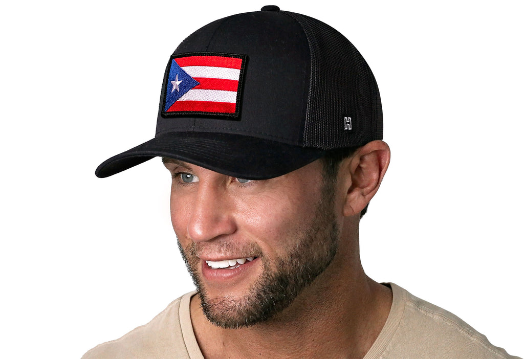 Puerto Rico Flag Trucker Hat  |  Black PR Snapback Haka Hat
