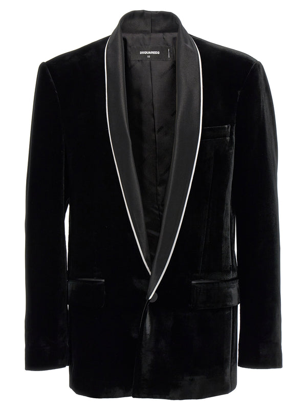 Dsquared2 Velvet Sexy Palm Beach Blazer — Black Dsquared2