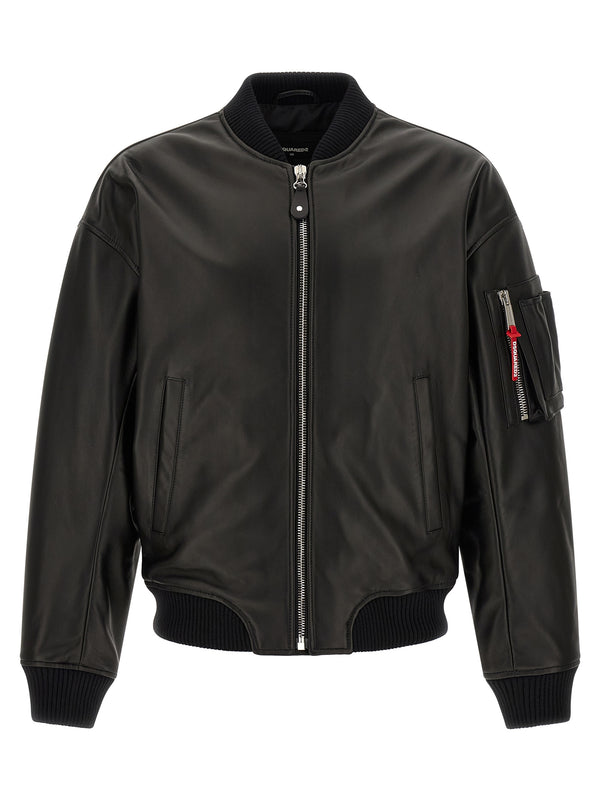 Dsquared2 Leather Bomber Jacket