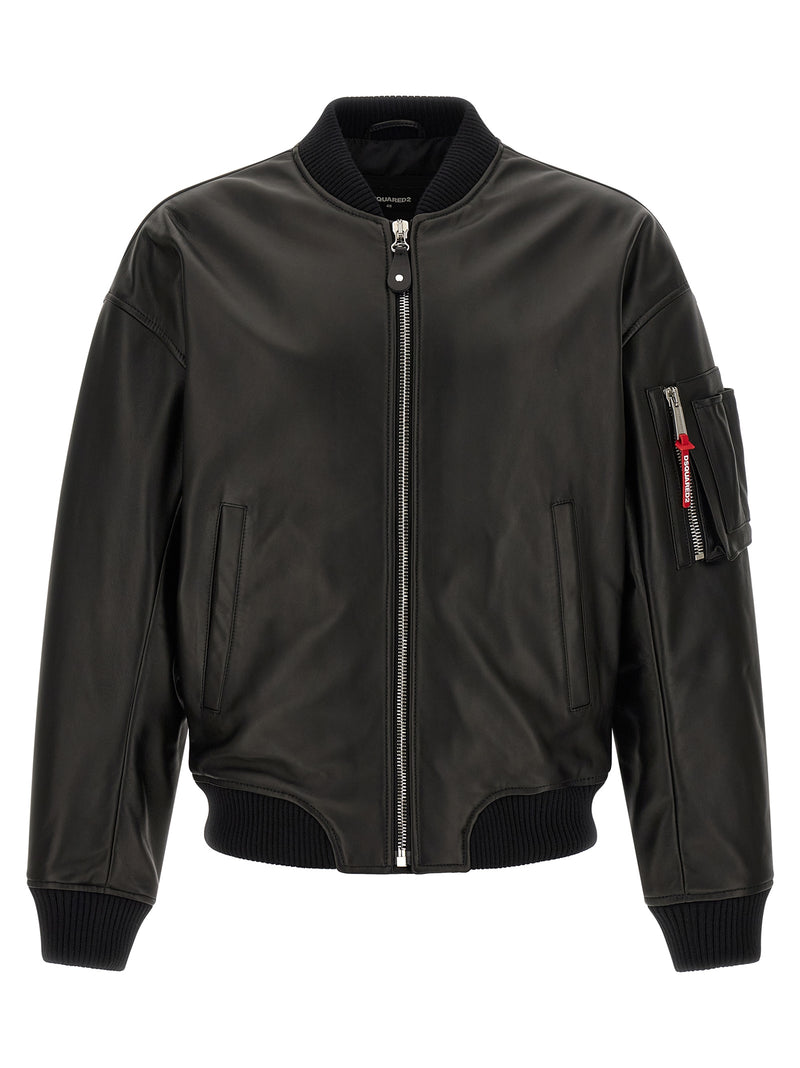 Dsquared2 Leather Bomber Jacket