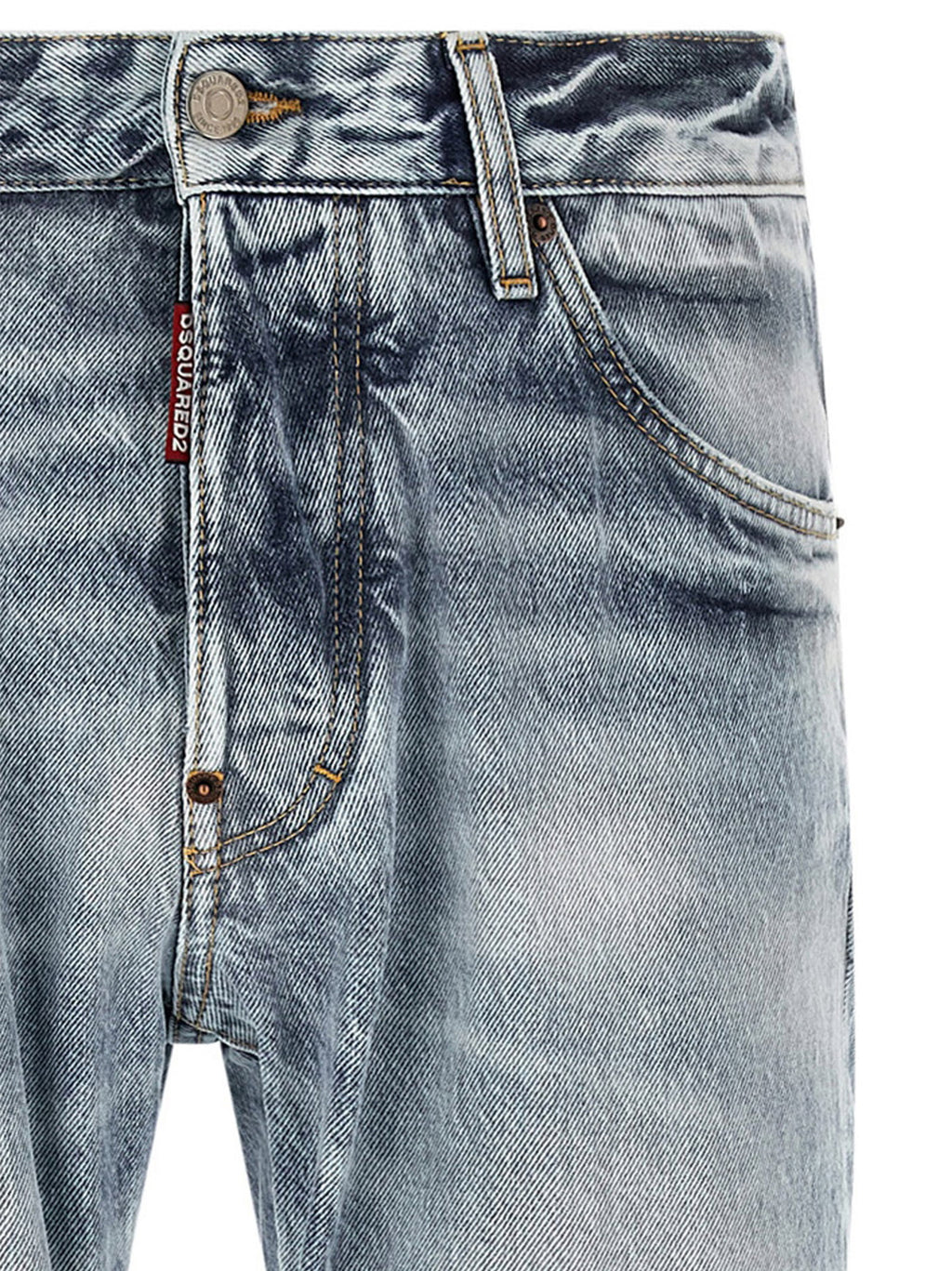Dsquared2 Teddy jeans distressing and contrast stitching detail