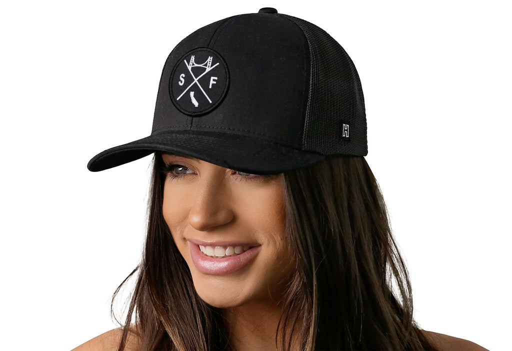 San Francisco Trucker Hat  |  Black SF X Snapback Haka Hat