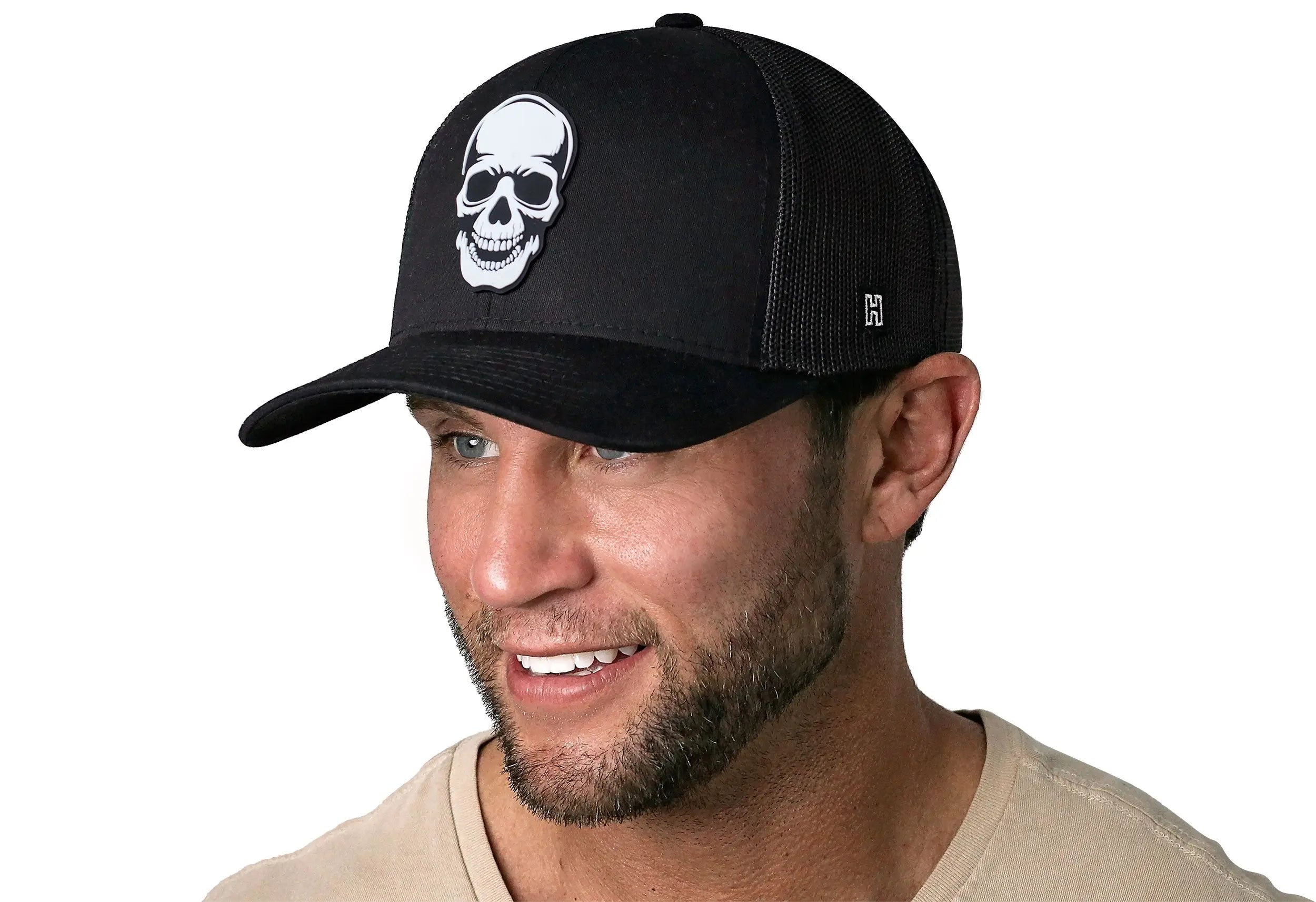 Skull Trucker Hat  |  Black  Snapback Haka Hat
