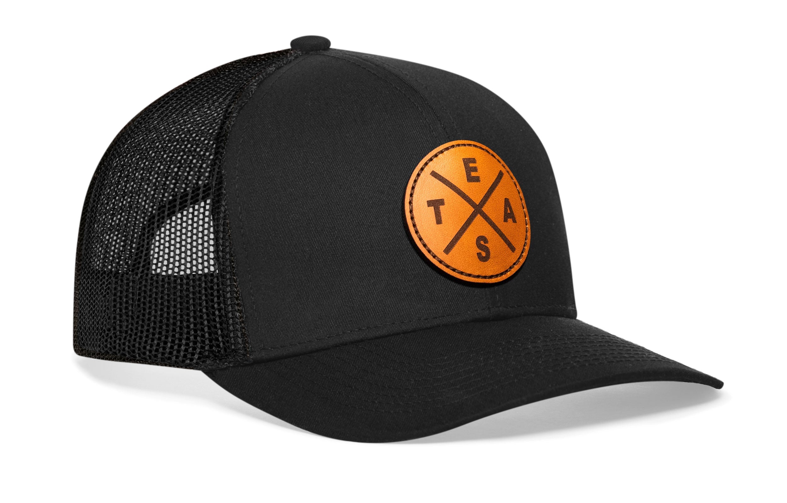 Texas Leather Trucker Hat — Black Te(x)as X Snapback Haka Hat
