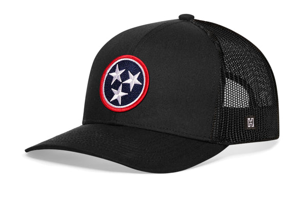 Tennessee Flag Trucker Hat — Black TN Snapback Haka Hat
