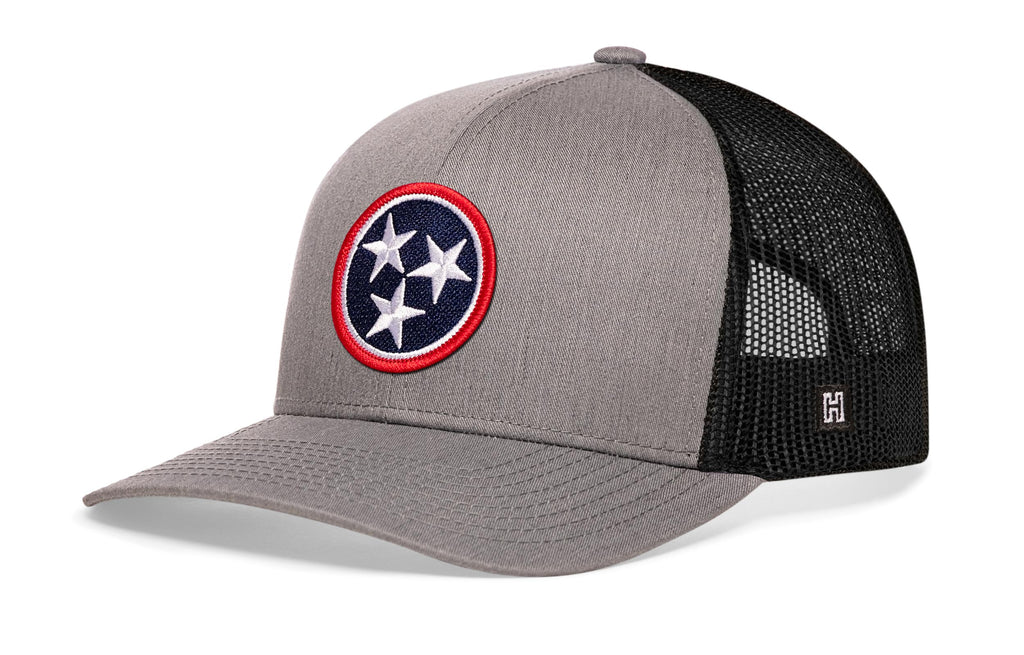 Tennessee Flag Trucker Hat — Gray-Black TN Snapback Haka Hat