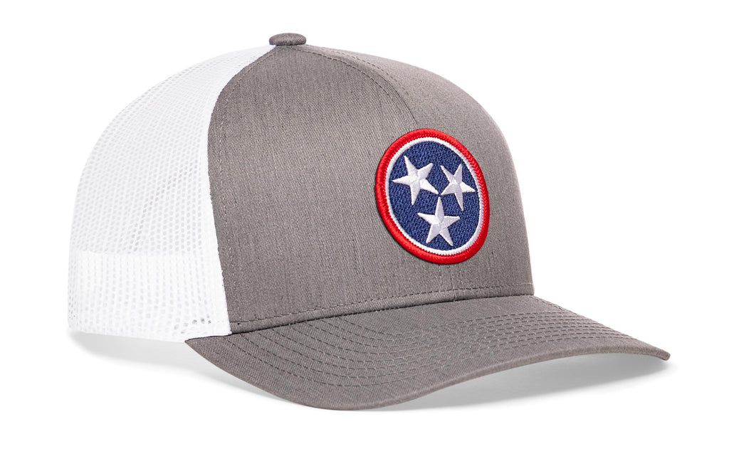 Tennessee Flag Trucker Hat — Gray-White TN Snapback Haka Hat