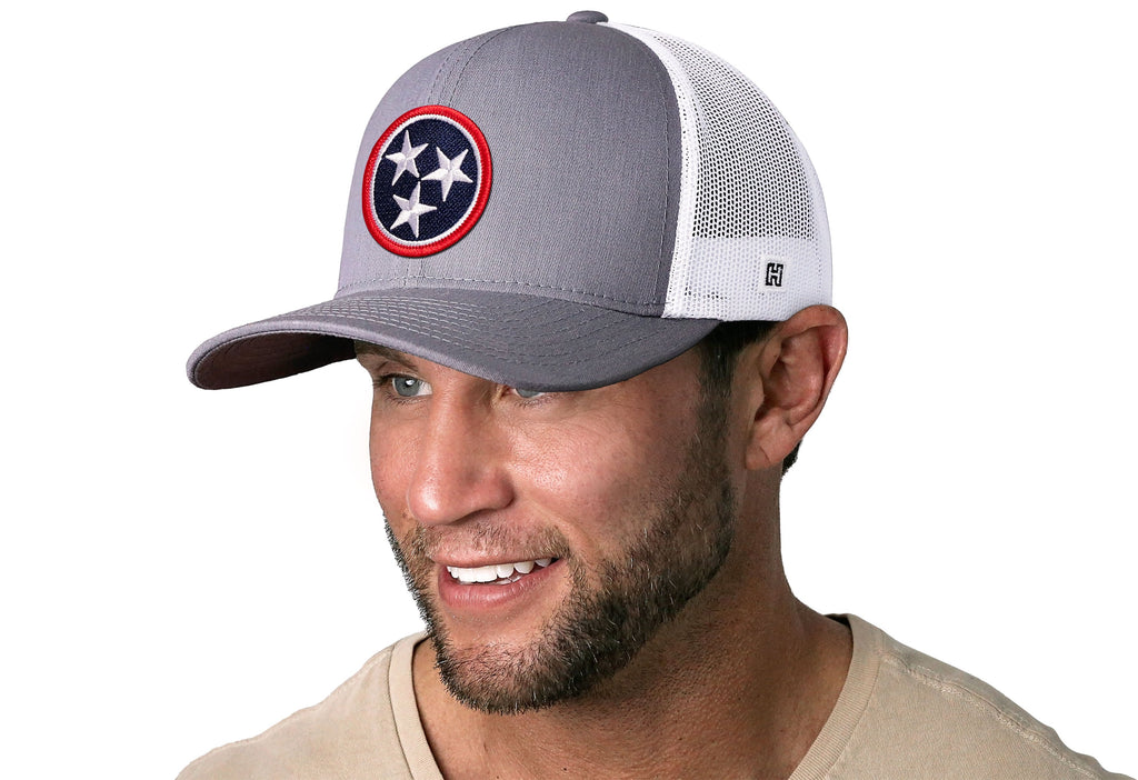 Tennessee Flag Trucker Hat — Gray-White TN Snapback Haka Hat
