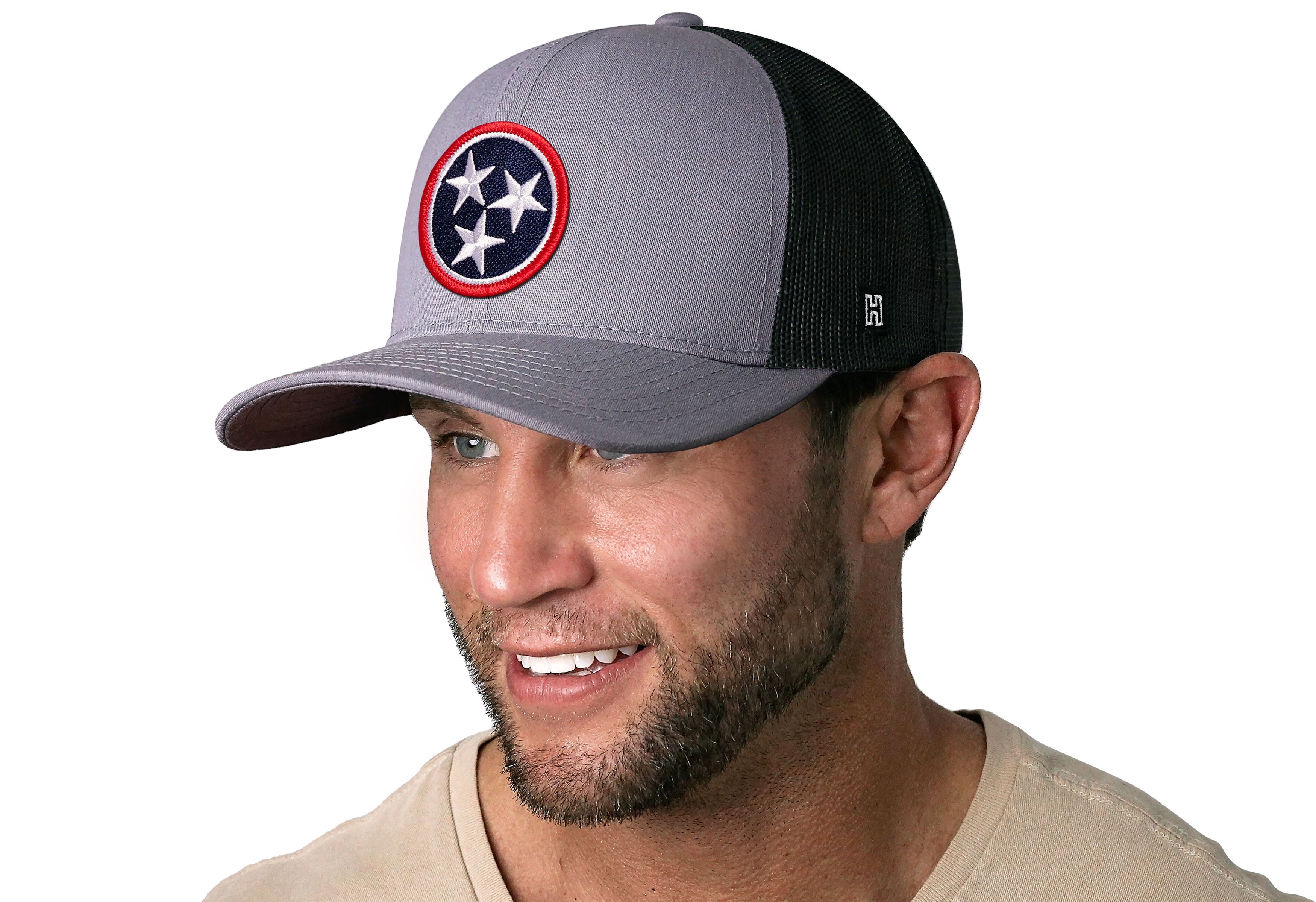 Tennessee Flag Trucker Hat — Gray-Black TN Snapback Haka Hat