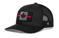 Thin Red Line Trucker Hat  |  Black Canadian Maple Leaf Tactical Snapback Haka Hat