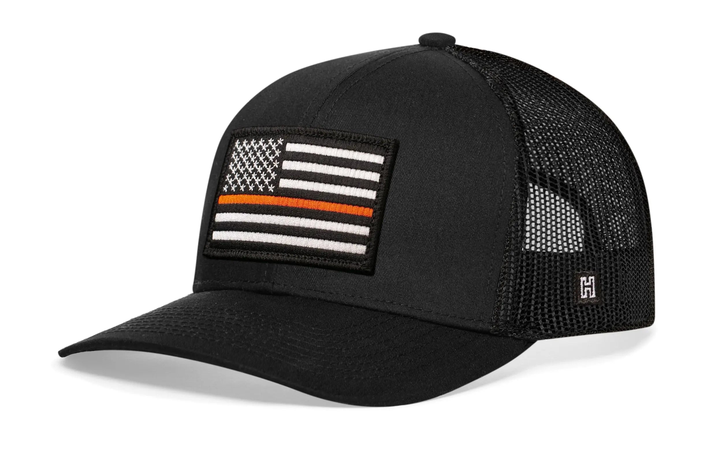 Thin Orange Line Trucker Hat  |  Black Rescue Snapback Haka Hat
