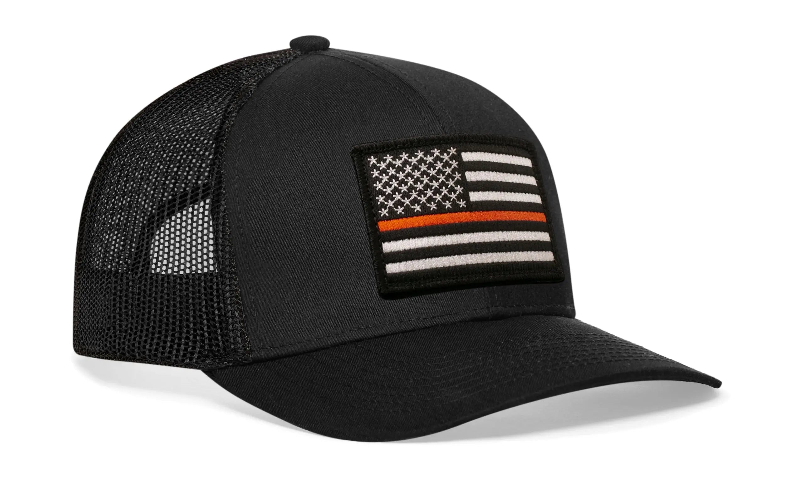 Thin Orange Line Trucker Hat  |  Black Rescue Snapback Haka Hat