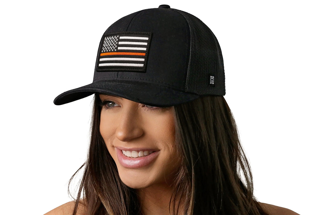 Thin Orange Line Trucker Hat  |  Black Rescue Snapback Haka Hat