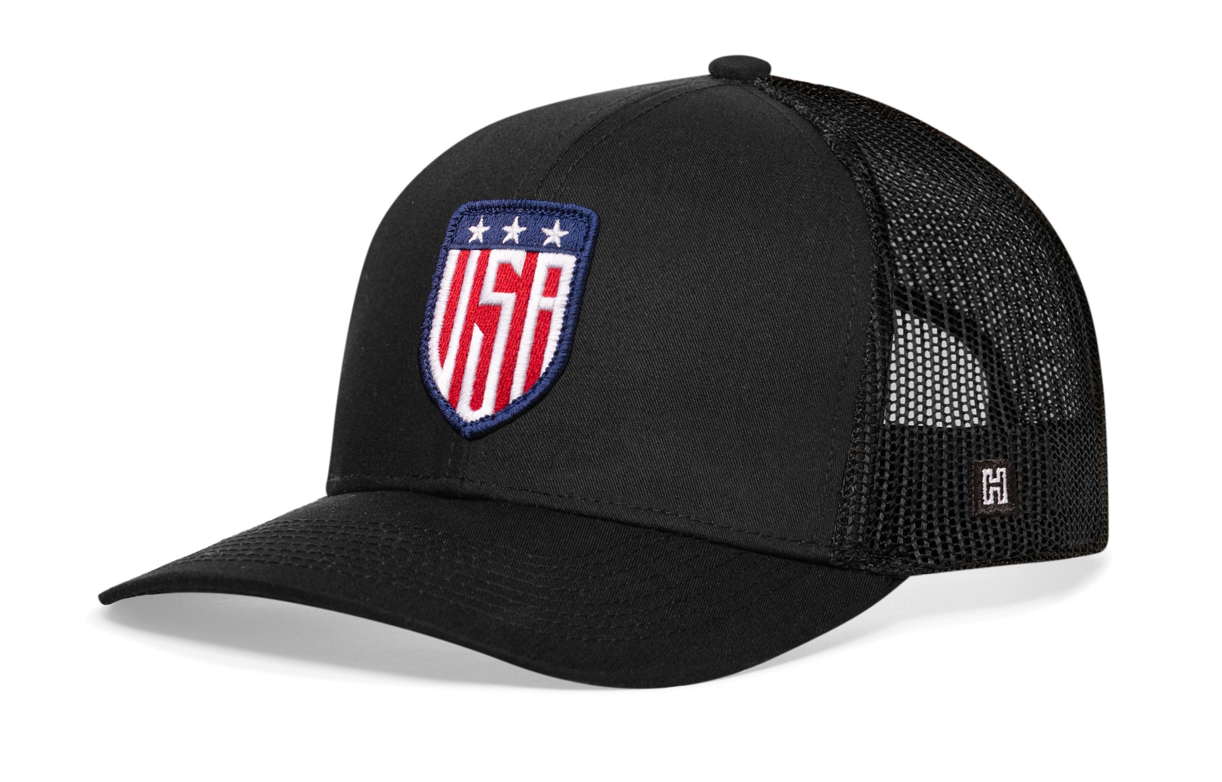 USA Shield Trucker Hat  |  Black America Snapback Haka Hat