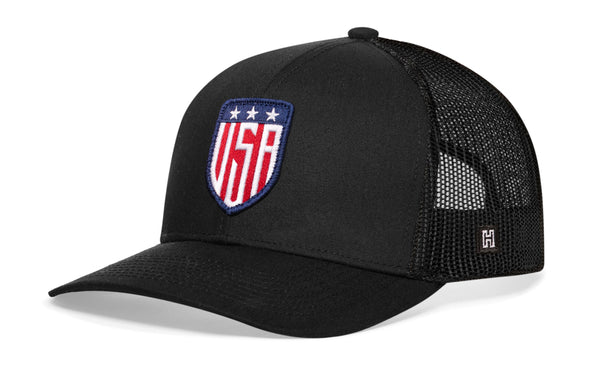 USA Shield Trucker Hat  |  Black America Snapback Haka Hat