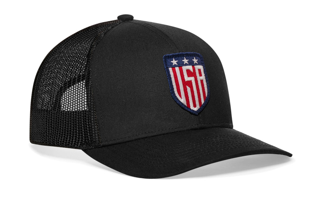 USA Shield Trucker Hat  |  Black America Snapback Haka Hat